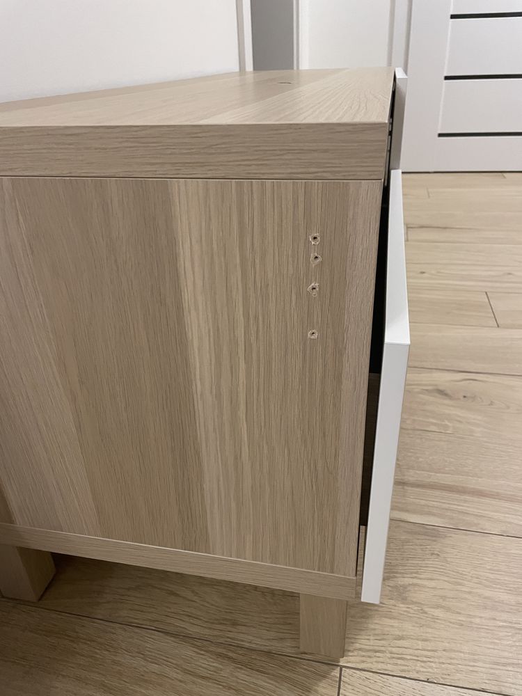 Szafka TV z szufladą dąb bejcowany na biało Ikea besta Lappviken