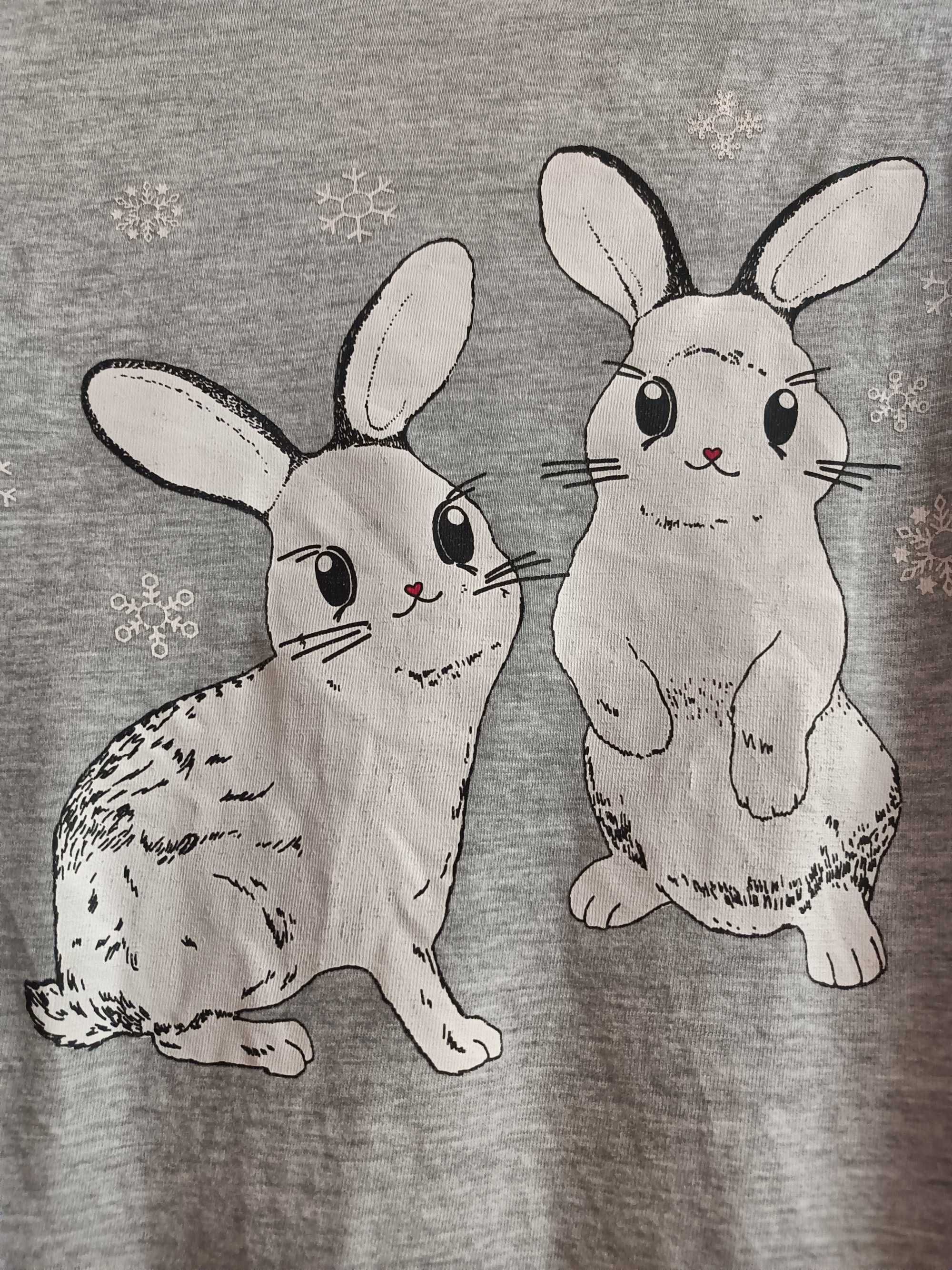 szara bluzka z królikami dla 10-latki