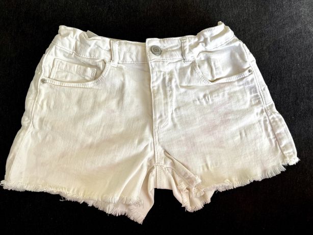 Krótkie spodenki jeansowe , 134 cm , szorty , Zara , białe , różowe