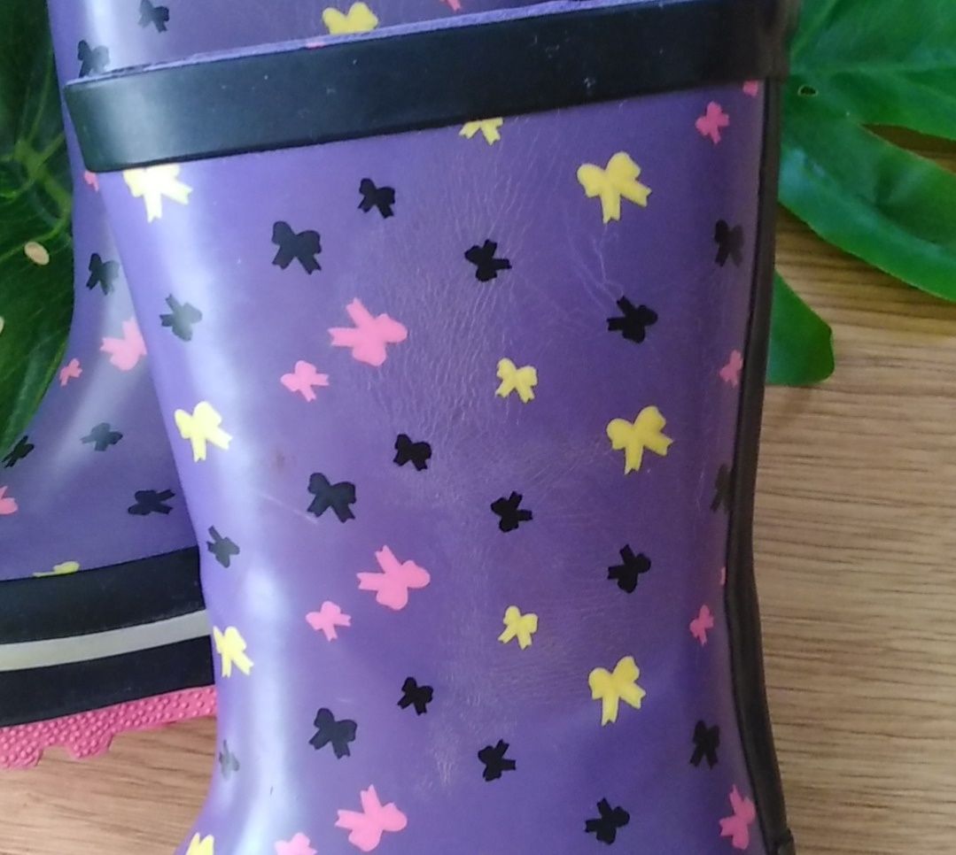 TANIO-Kalosze dla dziewczynki firmy Dinsko r.20,fioletowe z kokardkami