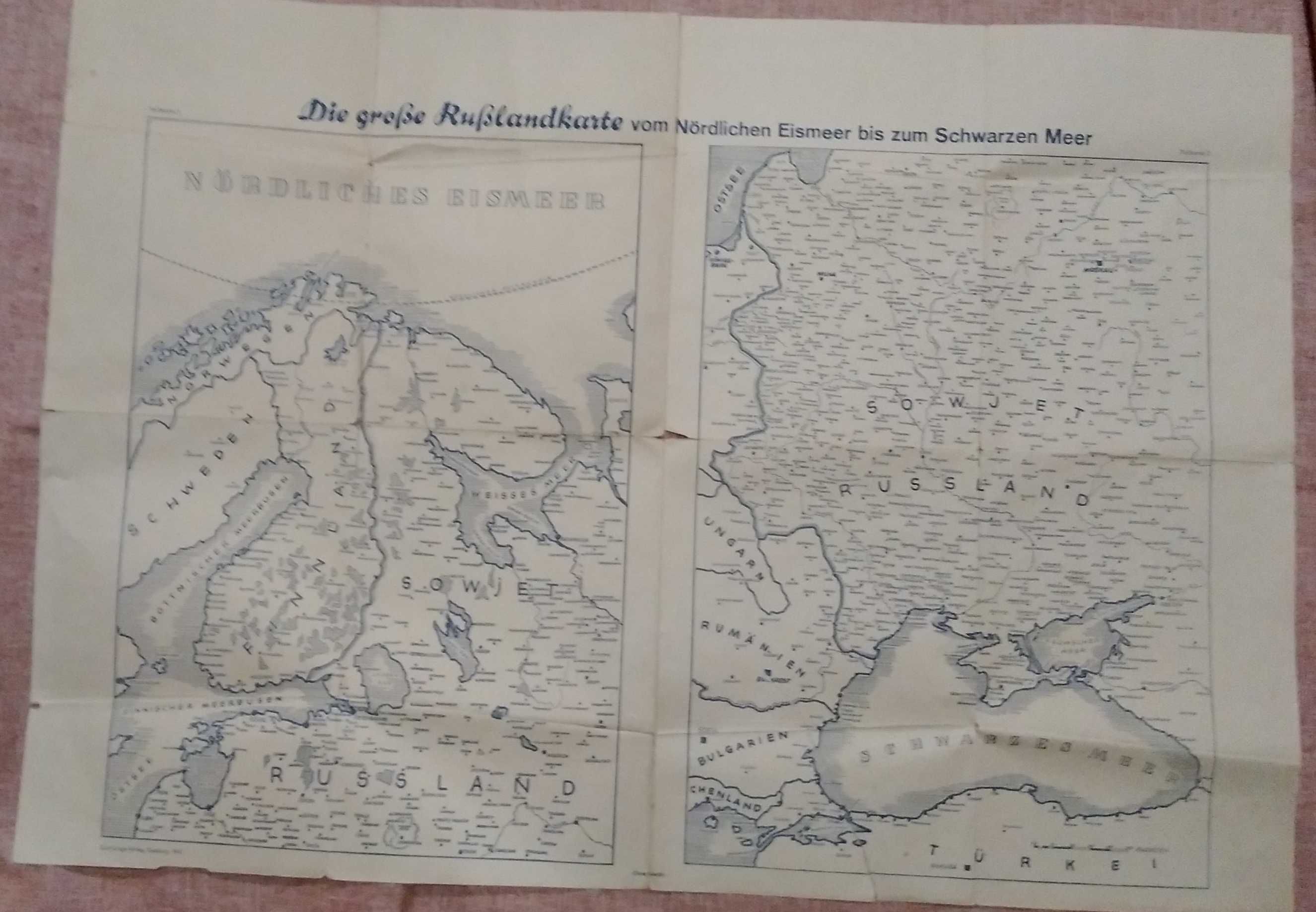 Die große Rußlandkarte 1941  oryginał Mapa Rosji z czasów wojny unikat