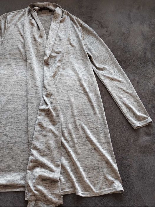 Długi sweter, kardigan, elegancki, szary, Collection London, roz. L