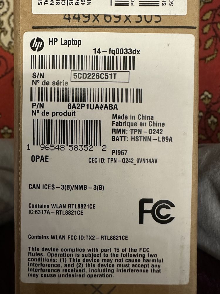 Новий ноутбук Hp 14-fq0033dx