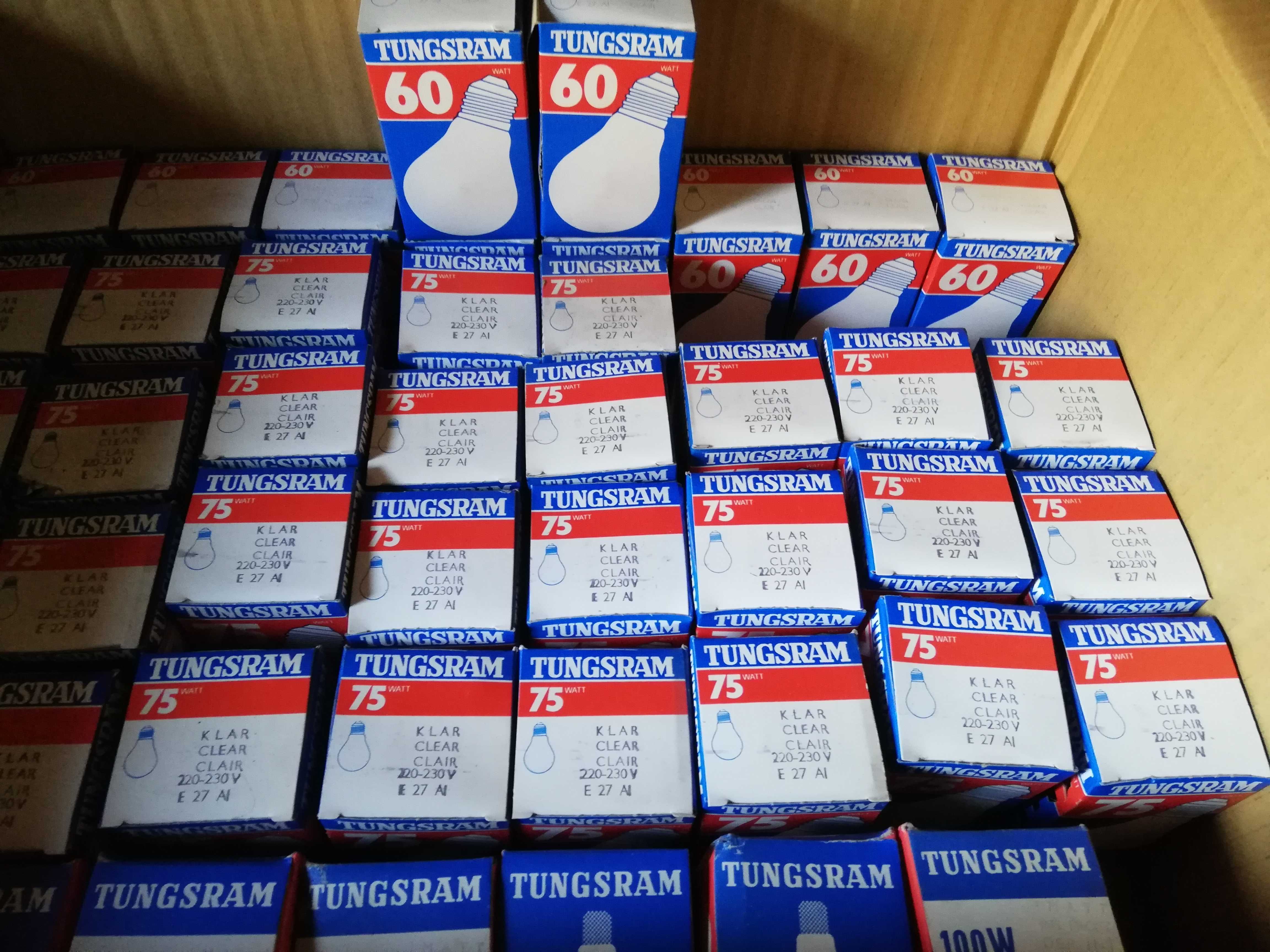 Żarówki TUNGSRAM o mocy 60, 75 i 100 Watt, gwint E27