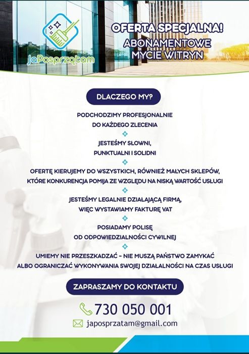 Usługi sprzątania - Firma sprzątająca