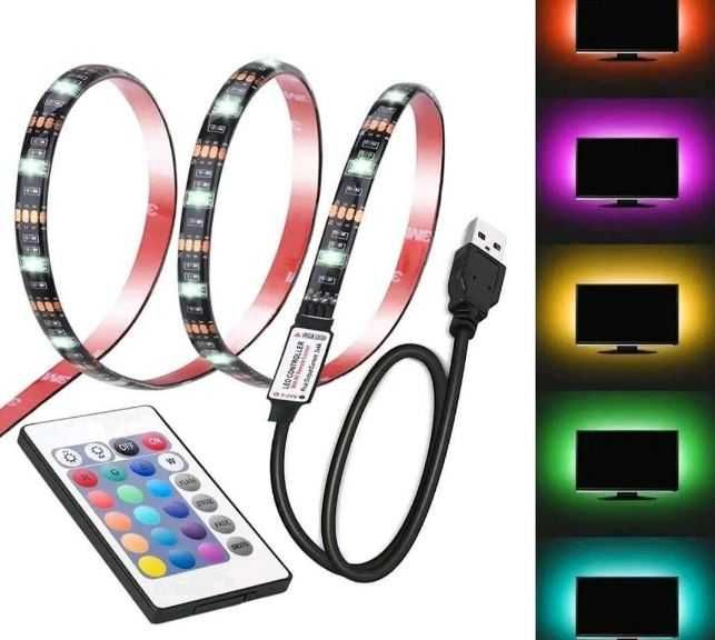 Fita LED com Comando e Entrada USB - Várias Cores - 3 Metros - NOVA