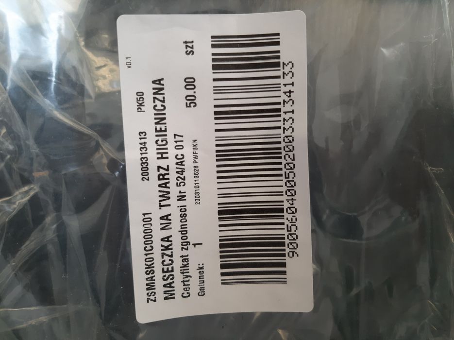 Maseczki ochronne higieniczne na twarz covid pojedynczo lub 8 sztuk