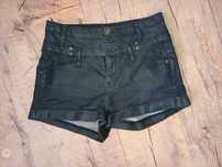 Czarne spodenki szorty woskowane River Island 36/38 high waist