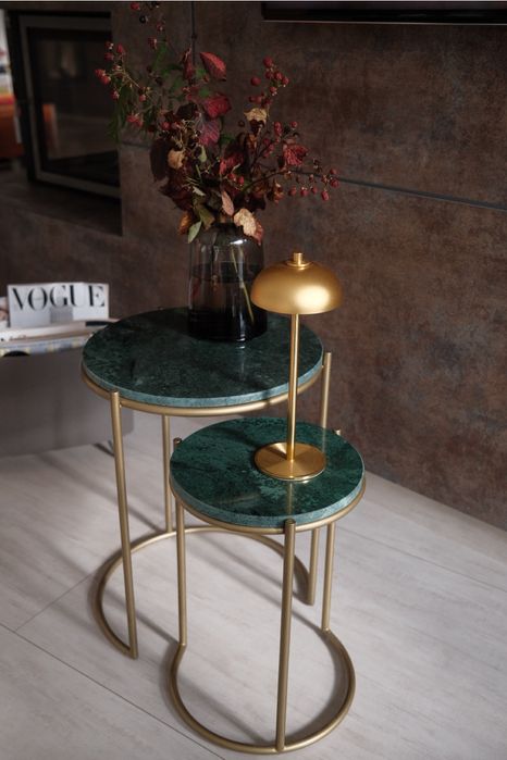 Stolik kawowy, pomocniczy - zestaw, marmur