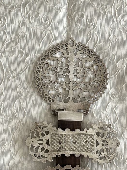 Cruz processional em sissó  e prata Indo -portuguesa , Séc XVII/XVIII