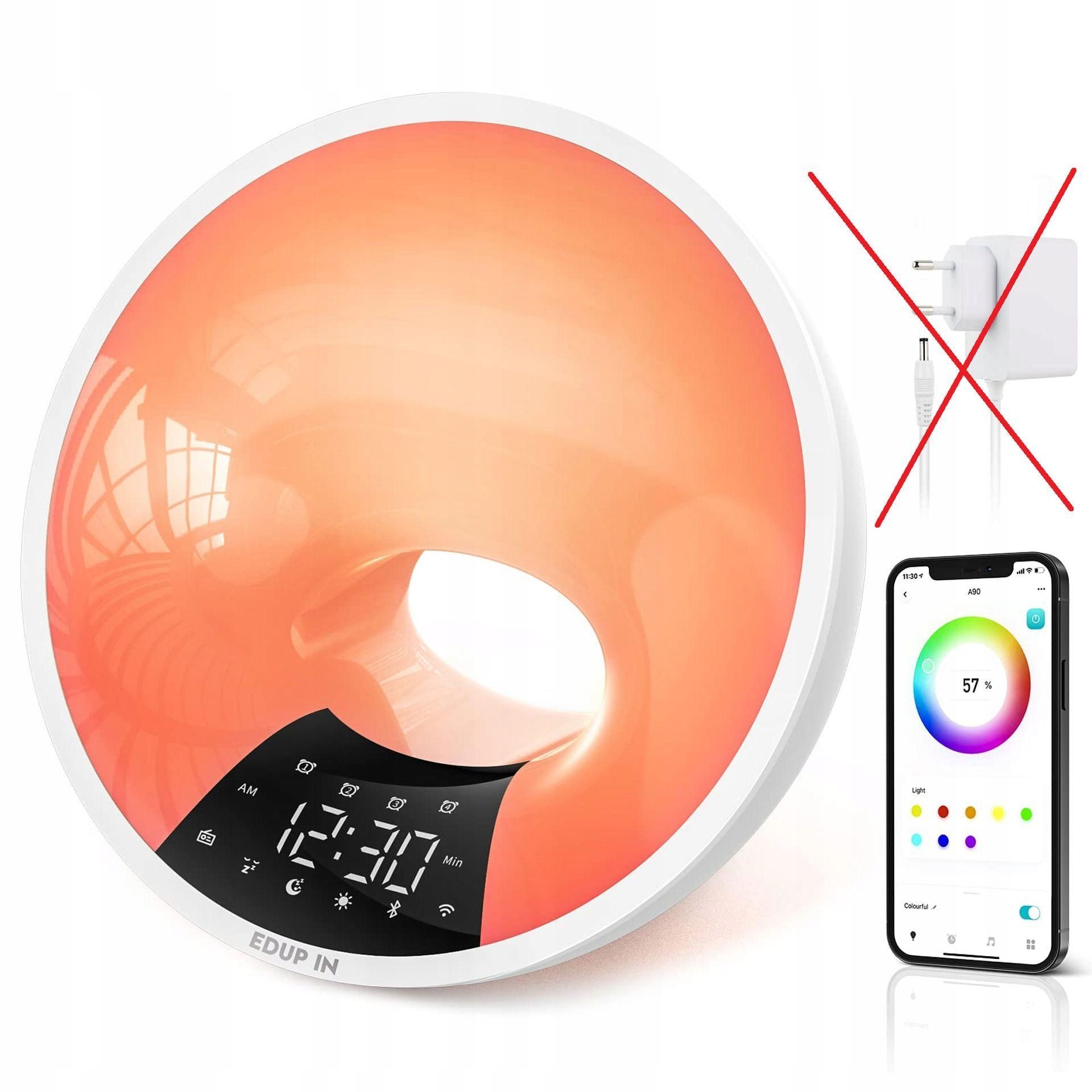 Inteligentny budzik z symulacją świtu Bluetooth radio aplikacja USB