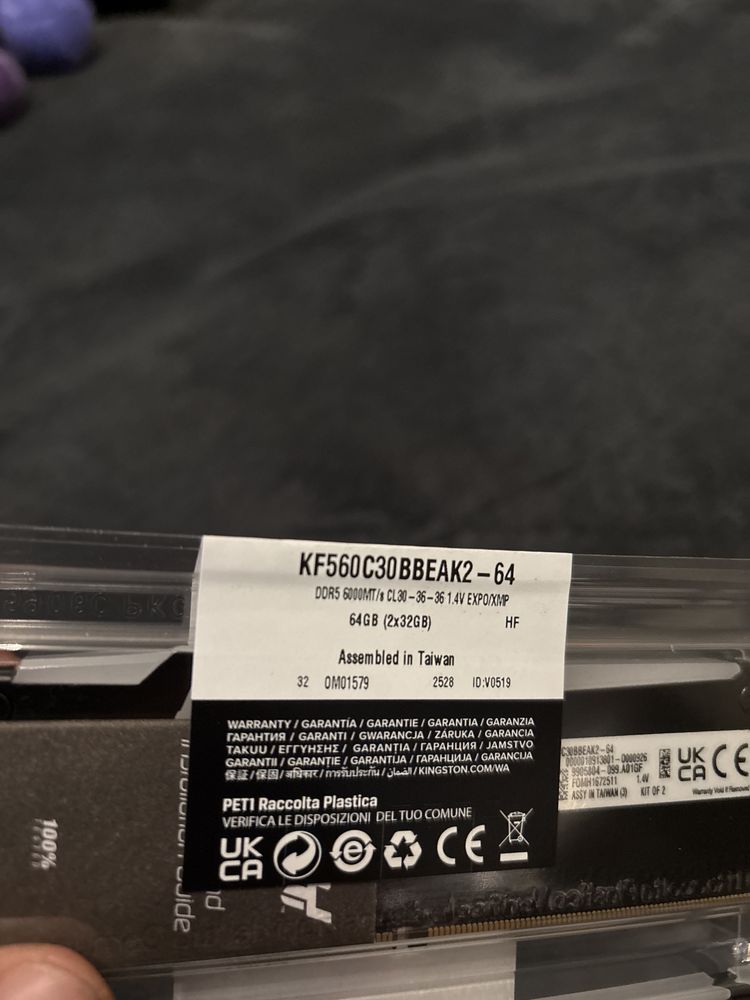 Pamięć KINGSTON 64GB ( 2x32GB ) 6000MHz DDR5 CL30 Fury Beast Black RGB