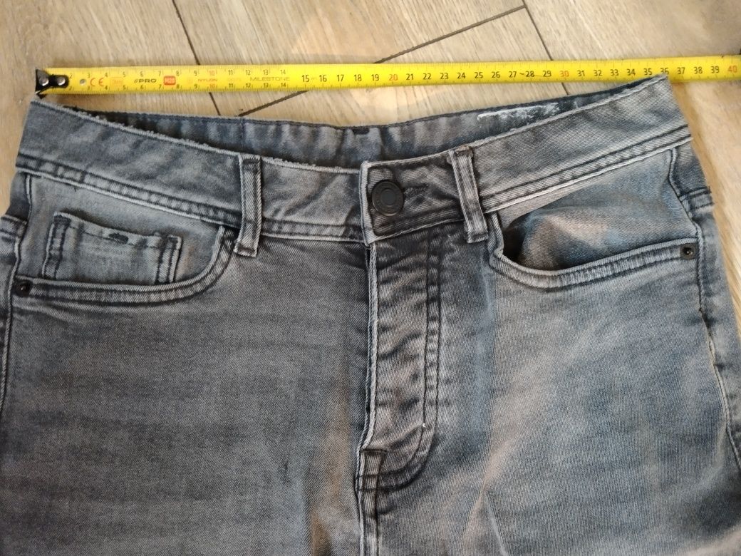 Spodnie jeans slim fit Primark 32 elastan szare