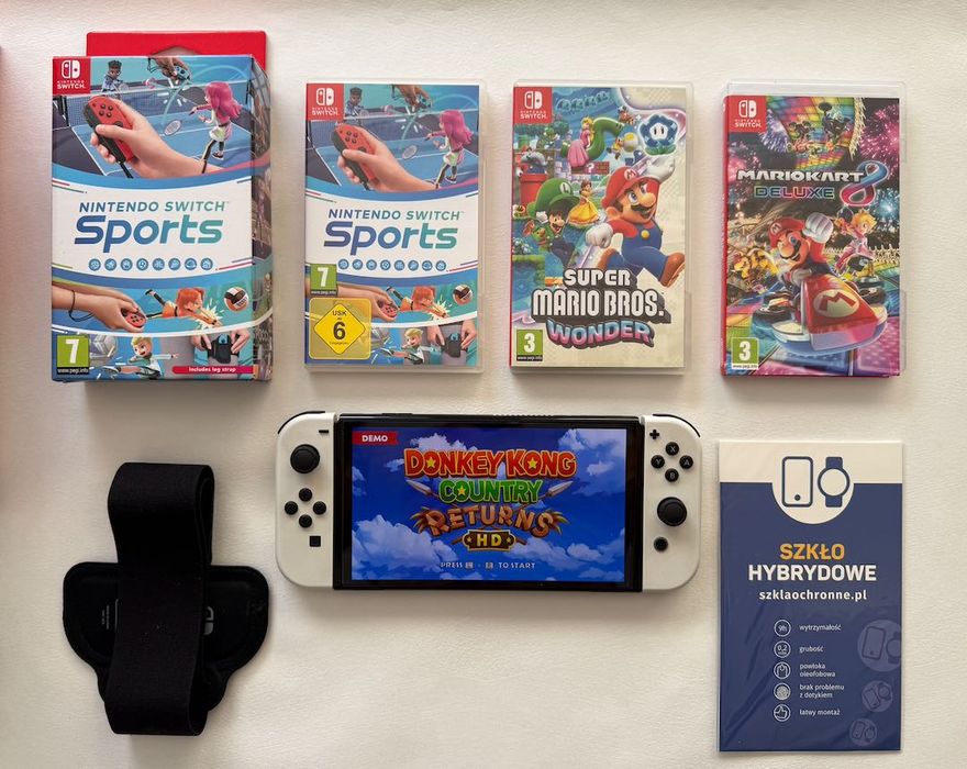 Nintendo Switch OLED + PAD + 4 Gry + Etui + Szkło + Pudełka Fabryczne!