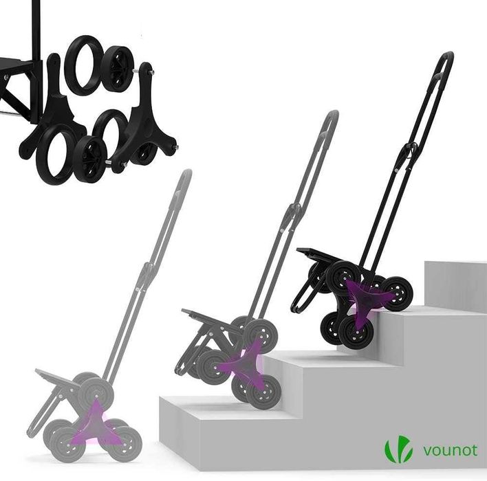 Wózek na zakupy, czarny, na kółkach - VOUNOT