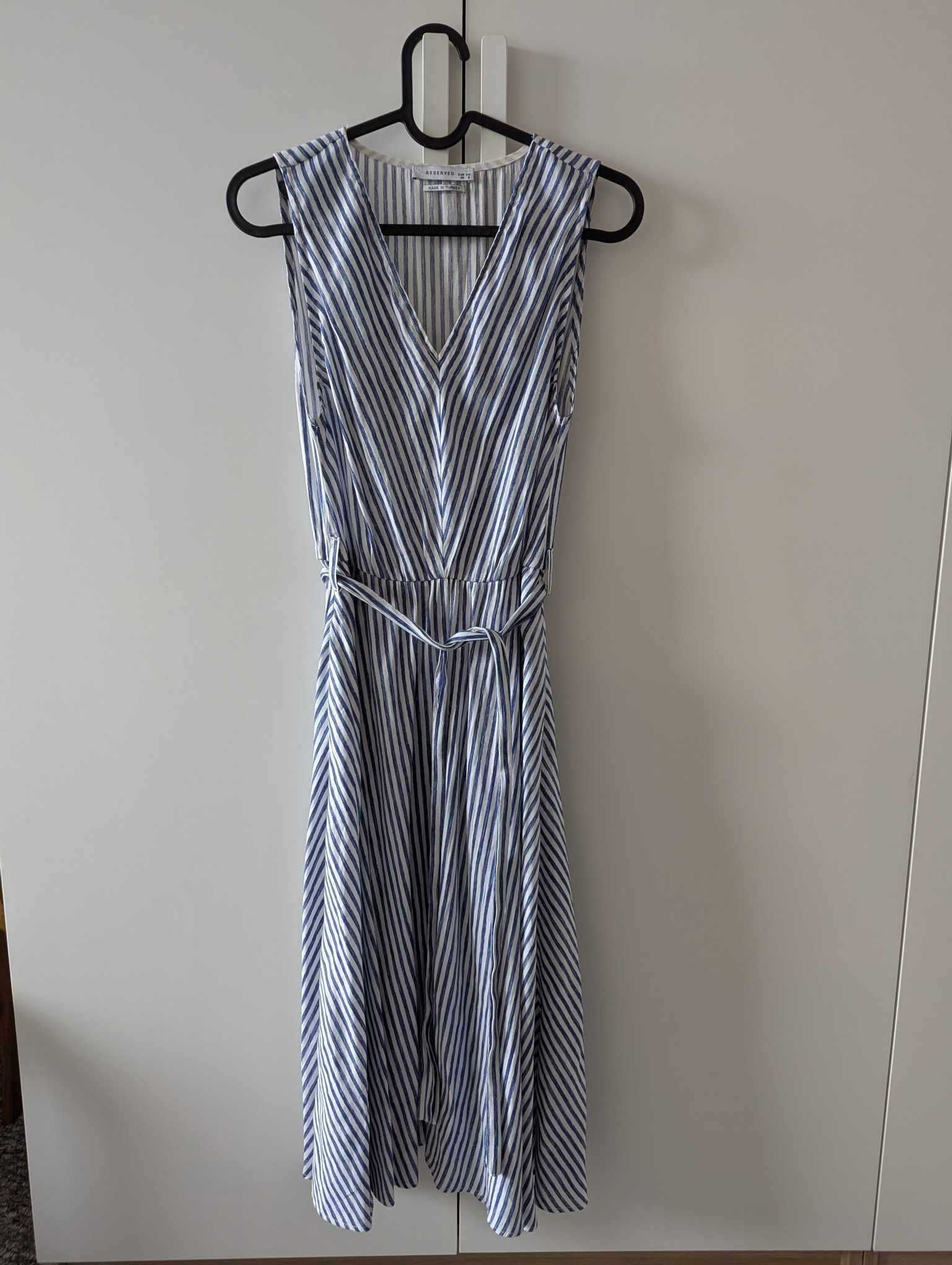 Reserved letnia sukienka midi bez rękawów w paski XS 34 S 36 M 38