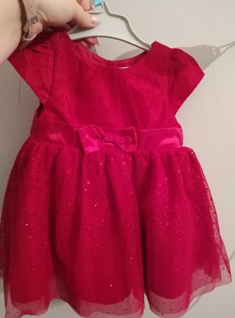 SMYK czerwona sukienka rozkloszowana tiulowa 68