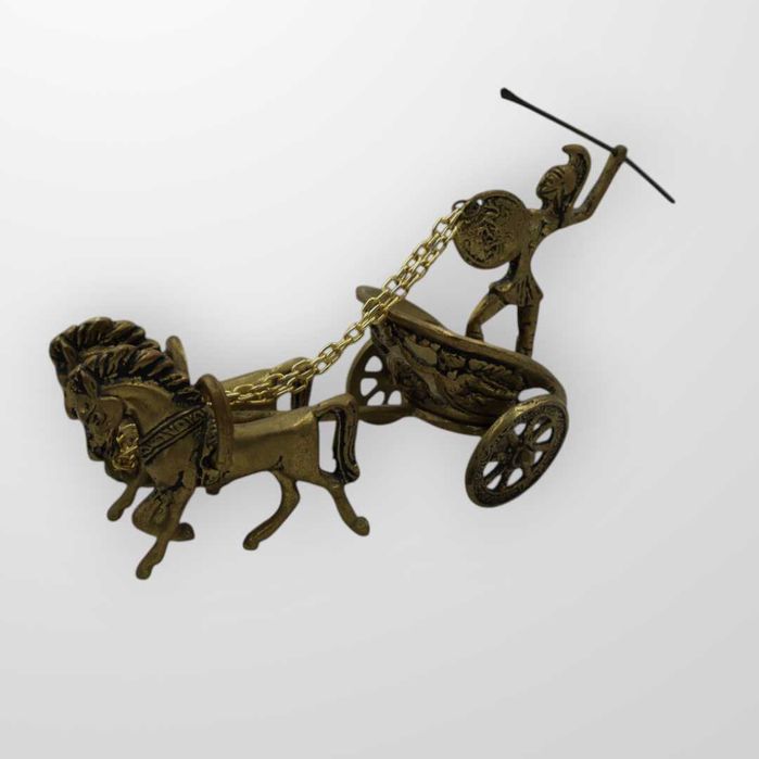 Figurka – Rzymski rydwan z woźnicą i końmi, mosiądz odlew b5/080971