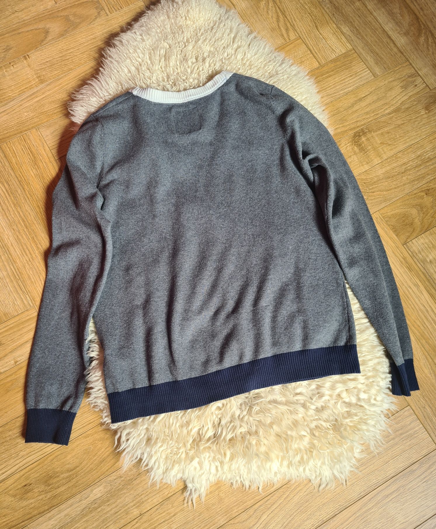 Sweter,kardigan, U.S Polo Assn., elegancki, granatowy, guziki, paski