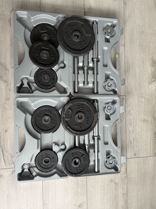 Zestaw w walizkach hantle gryf obciazenie lacznie 30kg