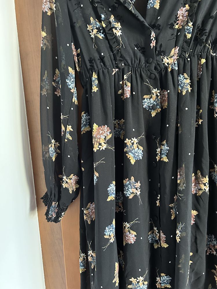 Sukienka midi Zara XS 34 kwiaty boho