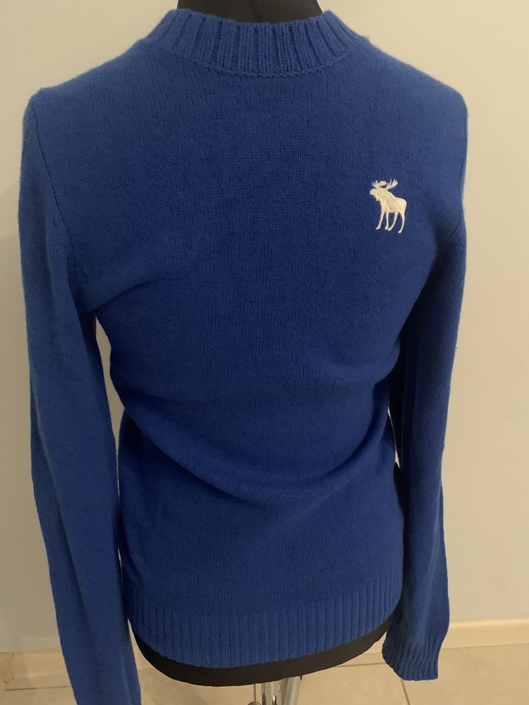 A&F Abercrombie niebieski męski sweter r. M/L , logowany 100% wełna