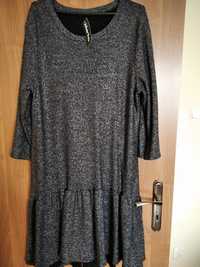 Sukienka czarna ze srebrną nitką, rozmiar 48-50, nowa z metką