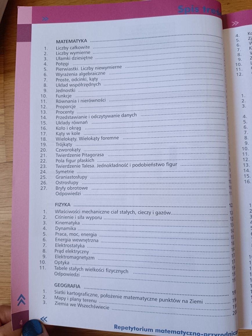 Repetytorium gimnazjalne matematyka fizyka chemia geografia biologia