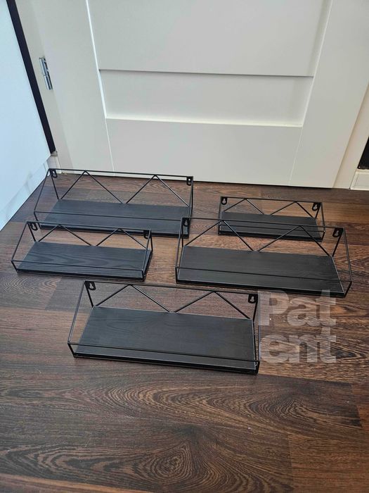 Loftowe kwietnik dekoracja ścienna półki 5 sztuk czarna