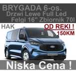 Ford Transit Custom  Brygadowy 6-os. 150KM L2 Super Cena Full Led Drzwi Lewe 2068zł