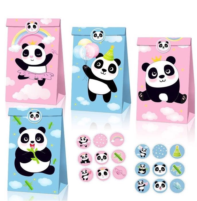 12 sztuk papierowych toreb na prezenty panda