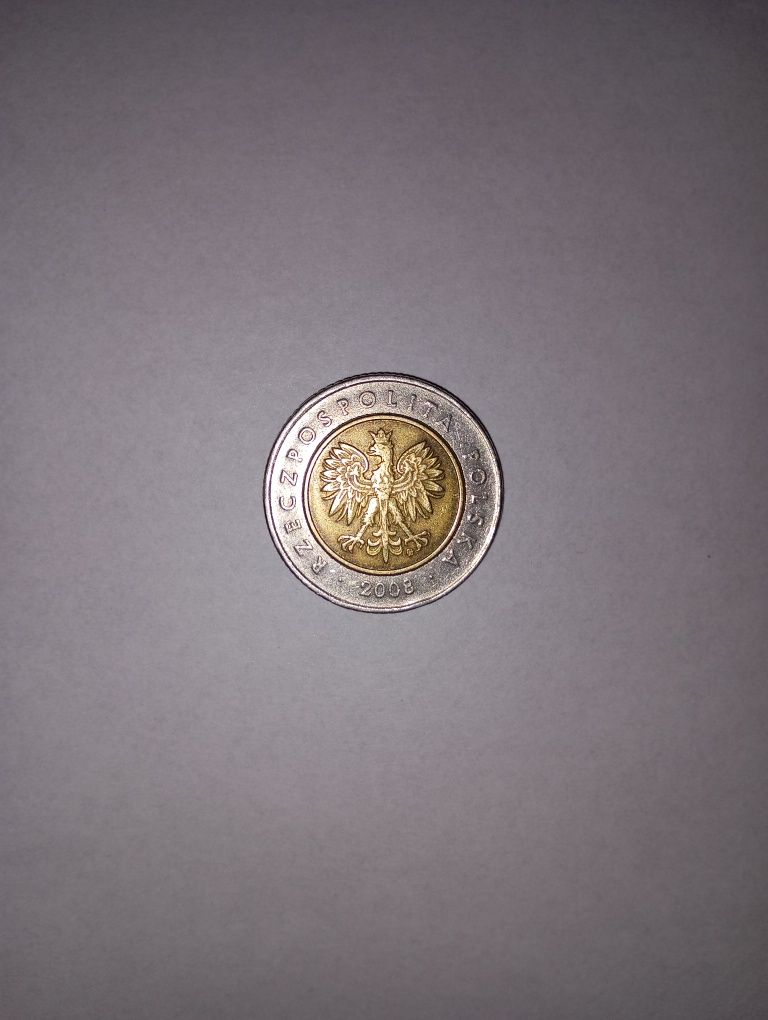 Moneta 5 złotych polskich 2008 rok