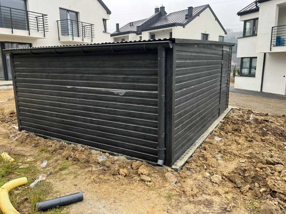Garaż blaszany 4x5, magazyn blaszany, garaż grafit drewnopodobny