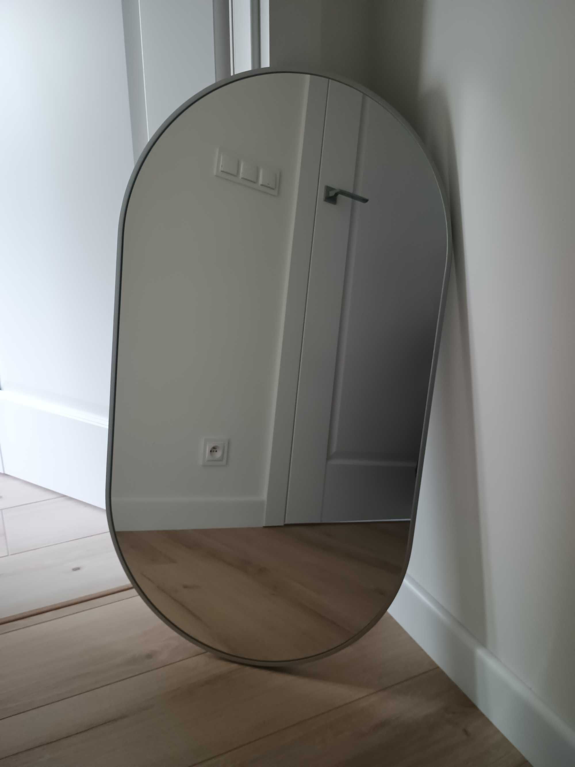 Lustro łazienkowe owalne OLI wym. 50x90cm - srebrna rama - NOWE