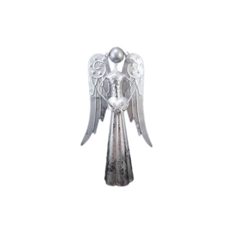 Anioł z Sercem metalowy srebrny ażurowy Dekoracja 26cm Wysyłka