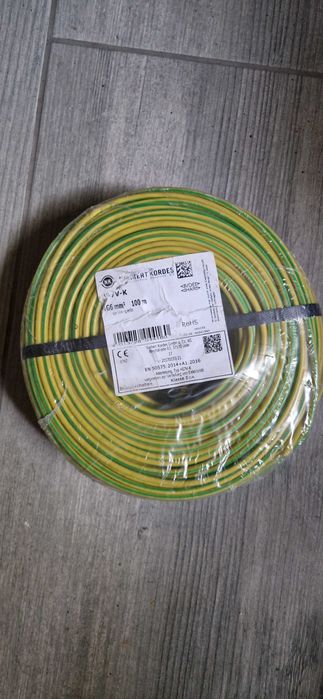 Przewód linka kabel jednożyłowy 6mm  żółto-zielony  1x6