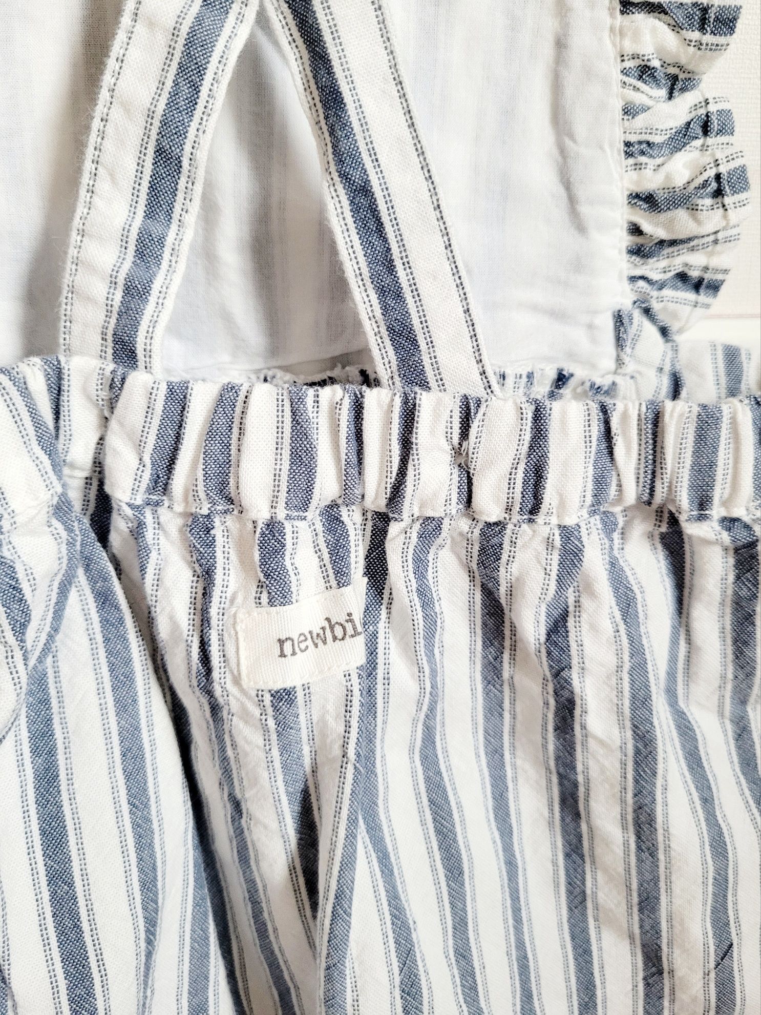 Kombinezon 86 ogrodniczki spodenki bloomersy w paski styl marynarski