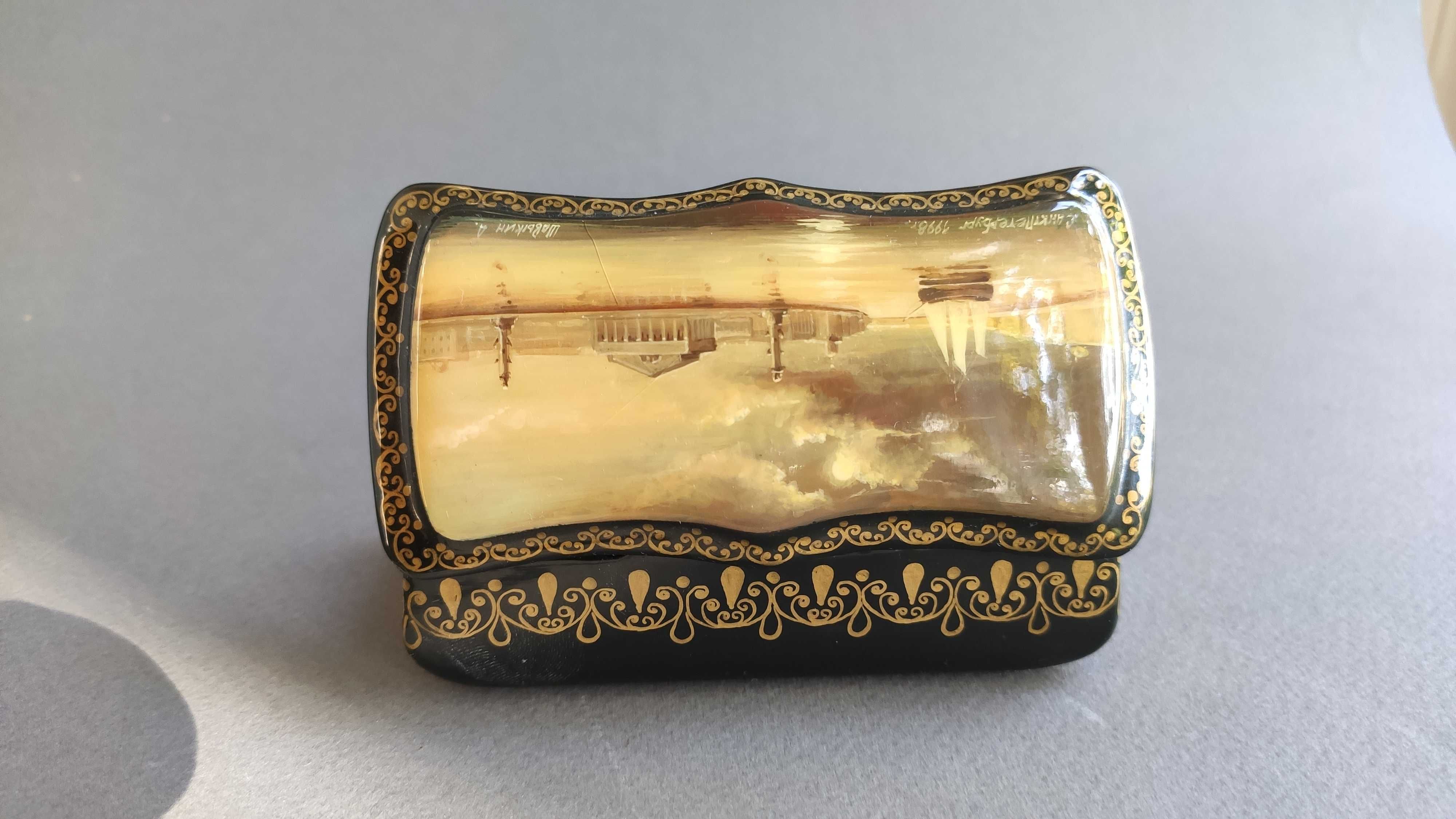 Вінтажна лакова ювелірна Розписна шкатулка