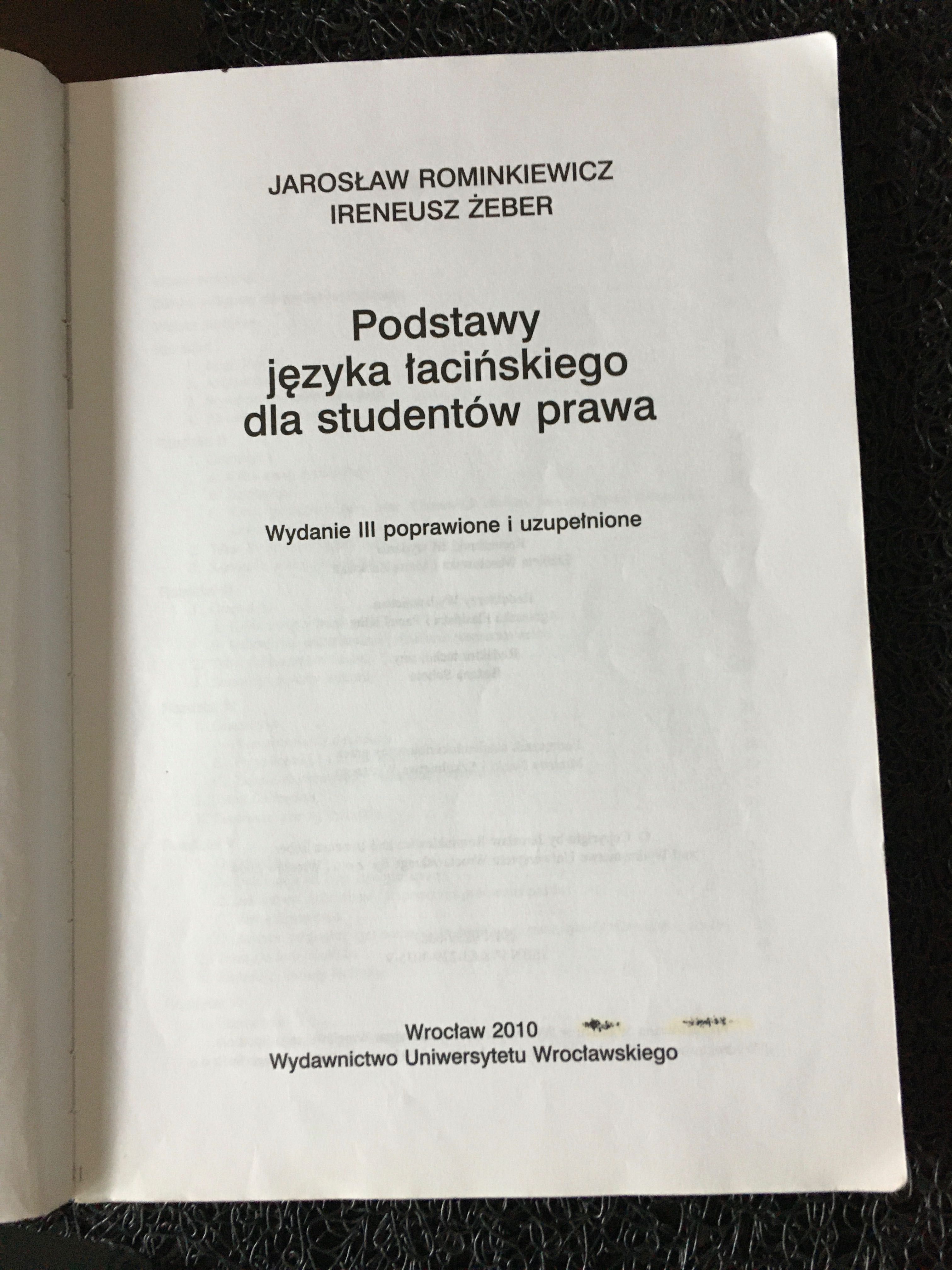 Postawy języka łacińskiego dla studentów prawa Rominkiewicz Żeber