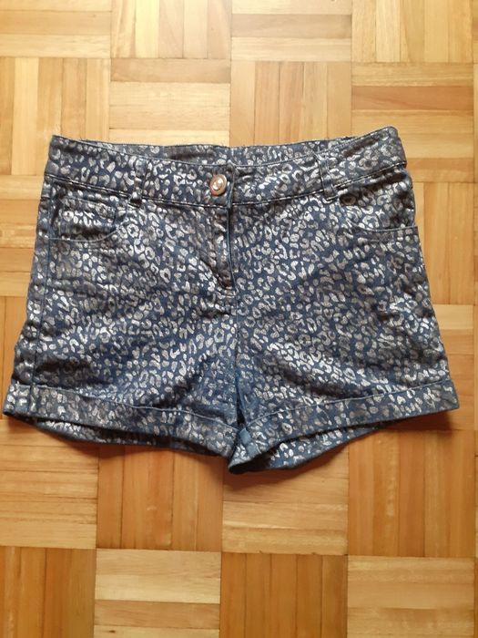 Shorts de ganga com padrão de leopardo