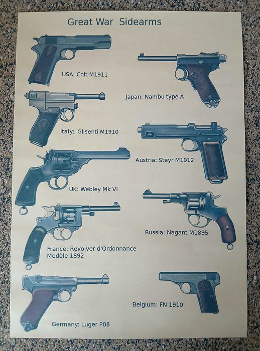 Poster - Great War Sidearms (papel kraft, 30x42 cm)