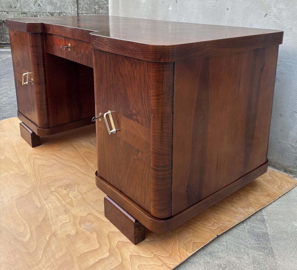 Biurko Orzech 160 Art Deco Dwustronne Zgrabne Antyczne Po Renowacji