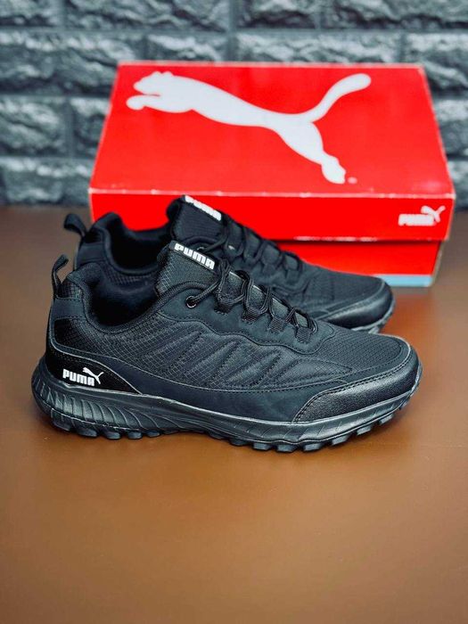 Большие размеры мужские термо кроссовки puma черные водонепроницаемые