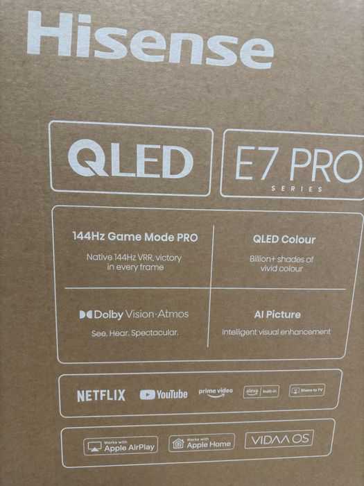 Телевізор Hisense 55e7q pro 144 Герц Новий Гарантія 1 Рік
