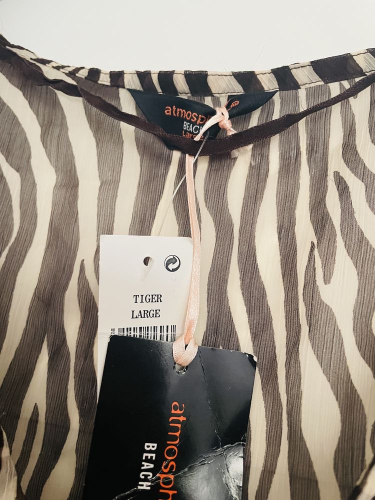 Primark Atmosphere Beach tunika narzutka plażowa zebra tiger kamienie