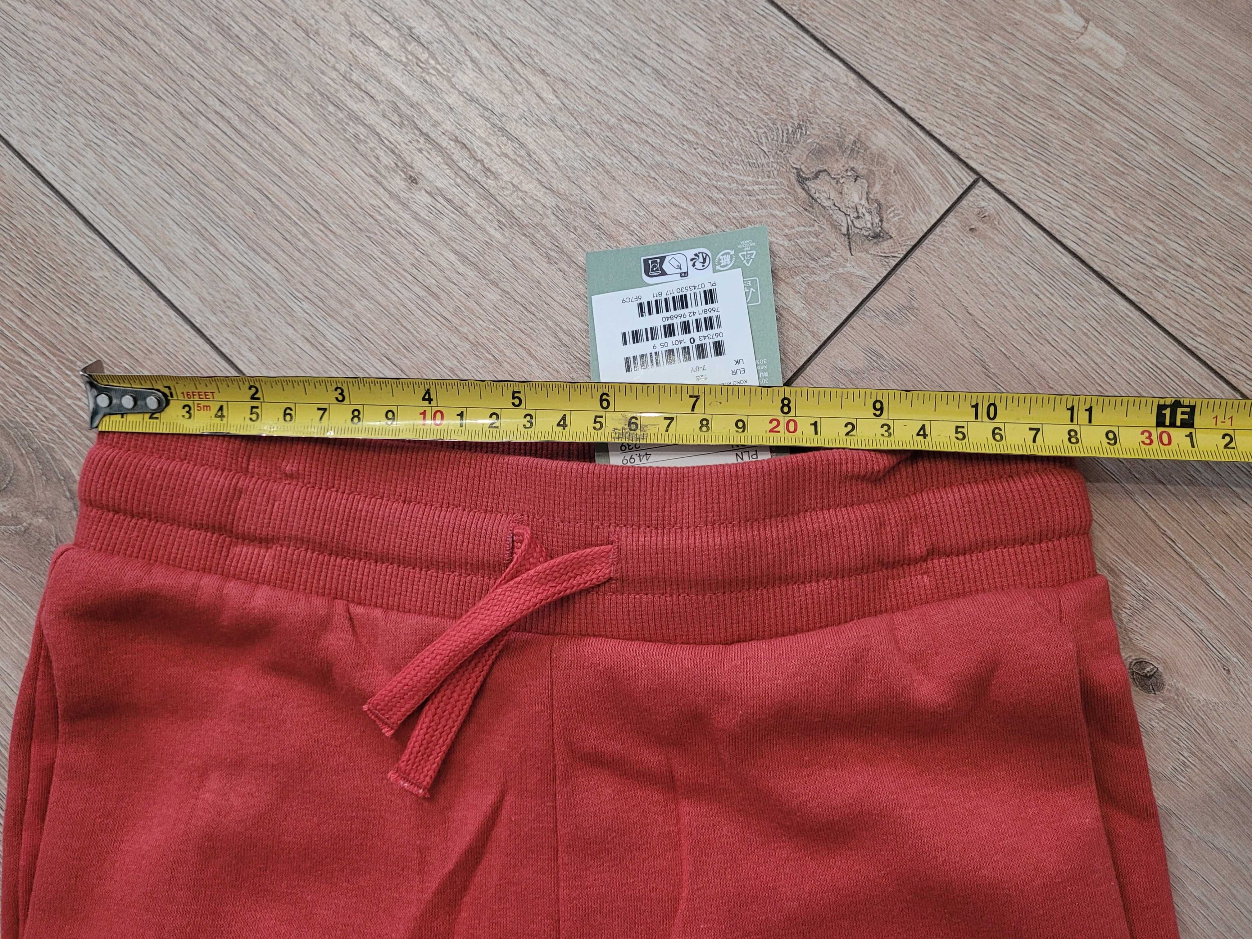 128 Nowe joggery dresowe chłopięce H&M czerwone joggersy z meszkiem