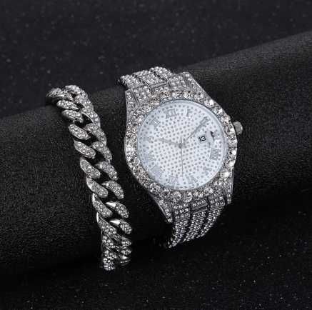 Relógio de pulso + pulseira Diamond Gold ! Entrega Grátis !