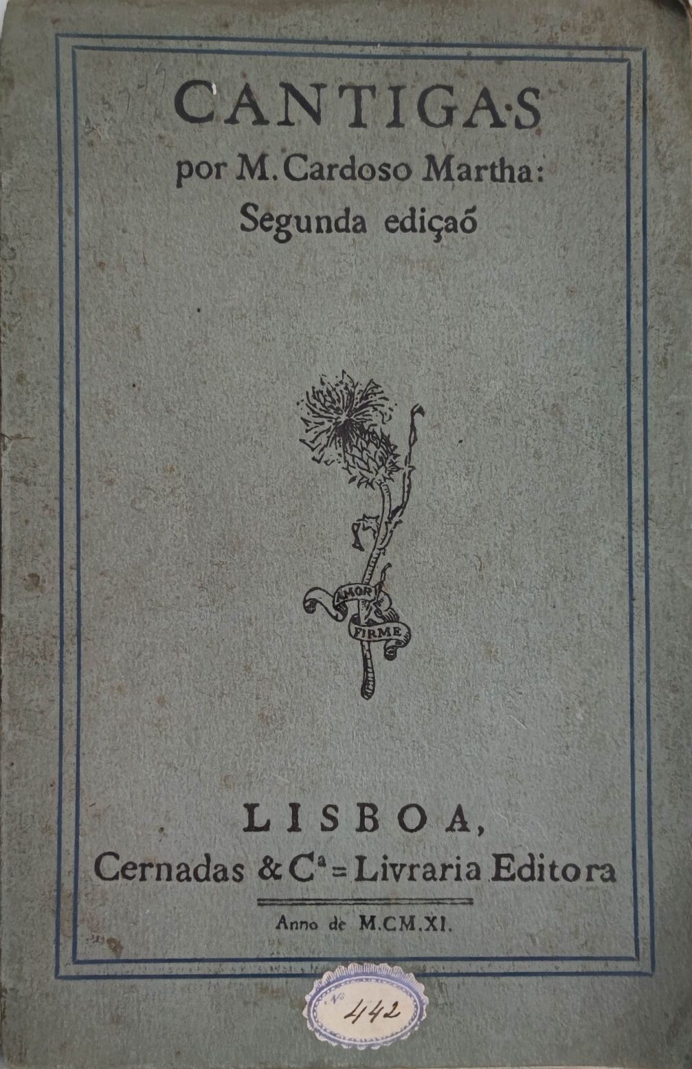 Livro -. Figueira da Foz- M. Cardoso Martha - Cantigas 1911