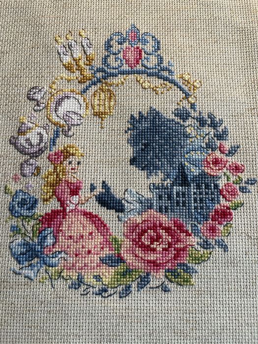 Piekna i Bestia obrazek haftowany