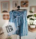 Lniana spódnica H&M M 38 w delikatne paski z wiązaniem z guzikami 95%